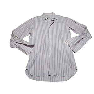 Turnbull & Asser Vertical Striped Button Up Shirt Men's 15 / 38cm M Lavender